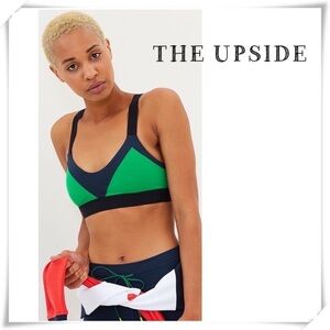 The Upside Color Block Sports Bra Green and Navy Blue